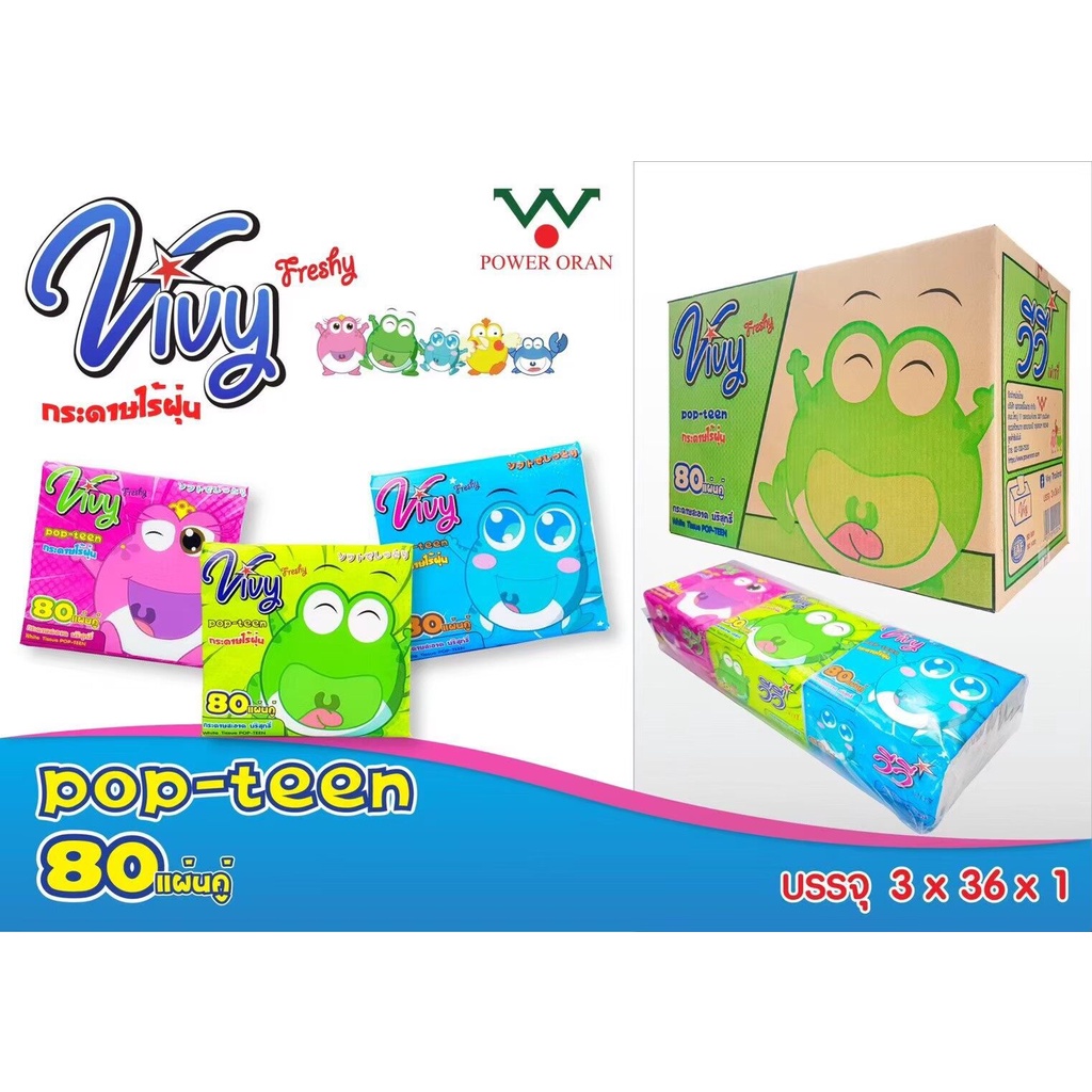 ((ส่งยกลัง36แพ็ค)) กระดาษทิชชู่ กระดาษชำระ 80 แผ่นคู่ แพ็ค3ห่อ Vivy (วีวี่) 1แพ็คมี 3ห่อ