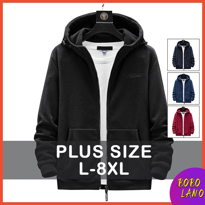 [L-8XL] เสื้อแจ็กเก็ตแขนยาวลําลอง มีฮู้ด แต่งซิป ขนาดใหญ่ สีดํา สีแดง สีฟ้า แฟชั่นฤดูใบไม้ผลิ และฤดูใบไม้ร่วง สําหรับผู้ชาย