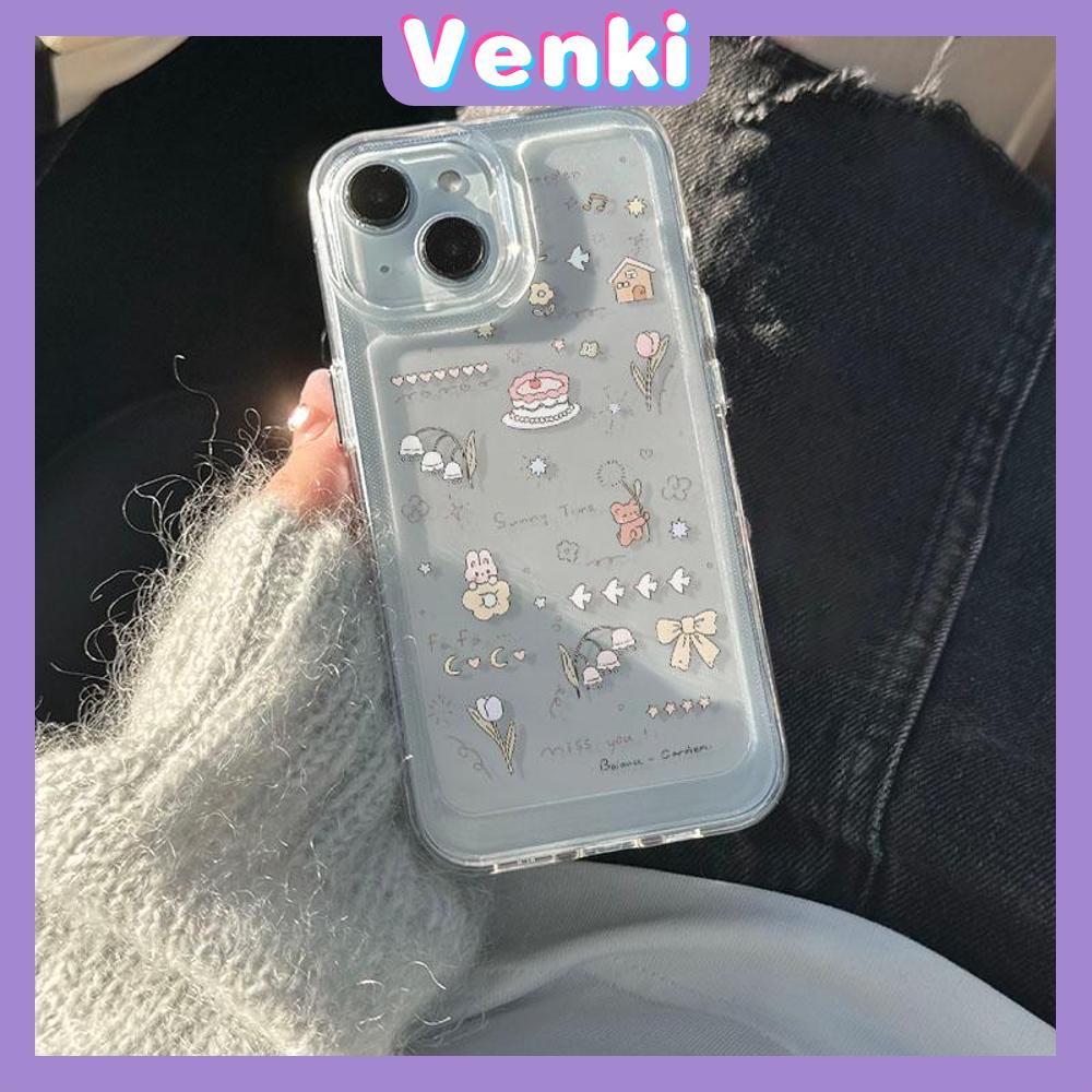VENKI - เข้ากันได้สำหรับ เคสไอโฟน เคสไอโฟน11 เคส iphone 11 TPU โปร่งใสปุ่มไฟฟ้ากระต่ายน่ารักเค้กดอกไม้เข้ากันได้กับ iPhone 15 14 13 PRO MAX 12 PRO MAX XR XS 7 8 PLUS