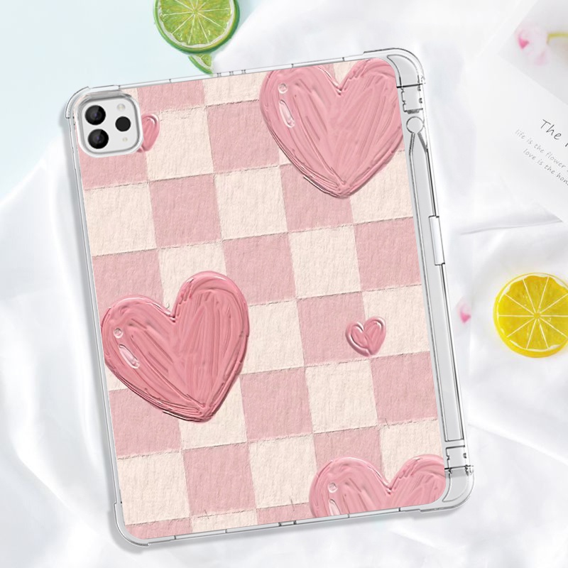 เคส ลายการ์ตูนตาราง สีชมพู กันกระแทก สําหรับ iPad gen 9 gen8 gen7 10.2 Air4 Air5 gen 10 2022 10.9 Pro11 2020 2021 gen5 gen6