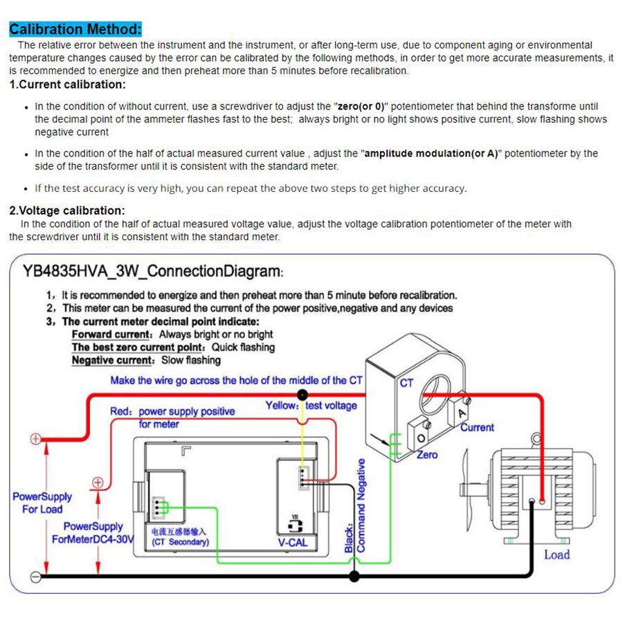 Yb4835hva โวลต์มิเตอร์แอมมิเตอร์ดิจิทัล DC 100V 300V 600V DC 0-10A 20A 50A 100A 200A 500A