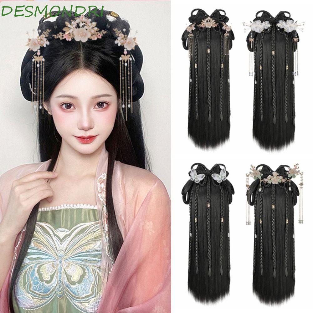 Desmondri ฮั่นฝู วิกผม ชุด, พู่โบราณ วิกจีนโบราณ, เครื่องแต่งกายขี้เกียจ วิกผม แฮนด์เมด ถ่ายภาพ ยาว ฮั่นฝู วิกผม ที่คาดผม ผู้หญิง