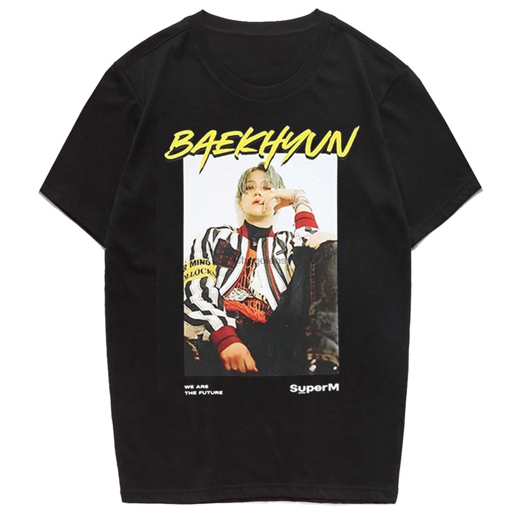 แฟชั่น เสื้อยืดเท่ เก้าอี้ Kpop SuperM Tshirt Baekhyun มาร์คแทมินไคเท็น Unisex เสื้อยืดสินค้า