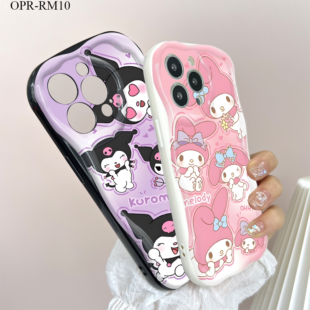 Realme 10 8 7 7i 6 6i 5 5i 5S 2 C17 Pro 5G สำหรับ Case Cartoon Kuromi เคสโทรศัพท์ Cream Texture Wavy Edge Soft Silicone Phone Cases