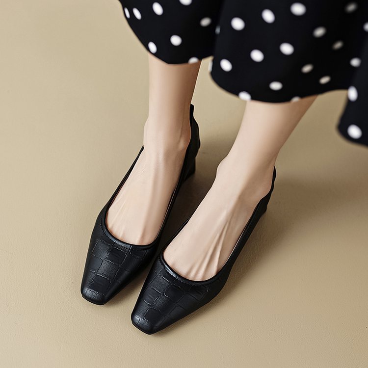 WALKING 👠รองเท้าส้นสูงแฟชั่น ปากตื้น สวมใส่สบายสไตล์ญี่ปุ่น