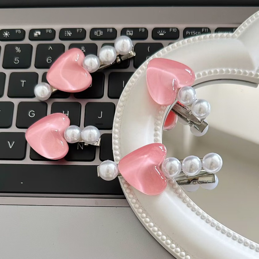 2ชิ้น/เซ็ตมุกรักกิ๊บหวานน่ารักโลหะผสมกิ๊บเรียบคลิปสําหรับผู้หญิงอุปกรณ์ผม - รูปที่ 6