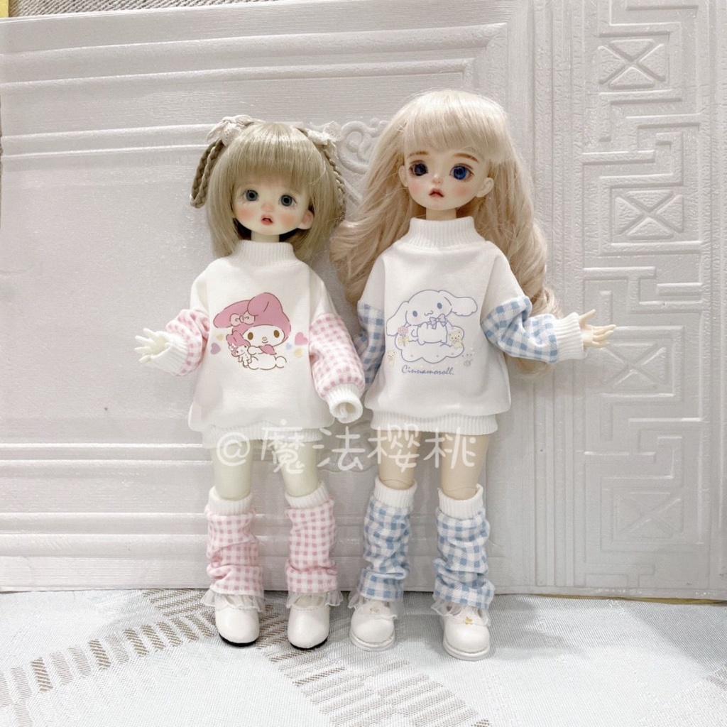 Bjd1/6,1/4 ชุดเสื้อผ้าเด็ก ลายสก๊อต เมโลดี้ หูใหญ่