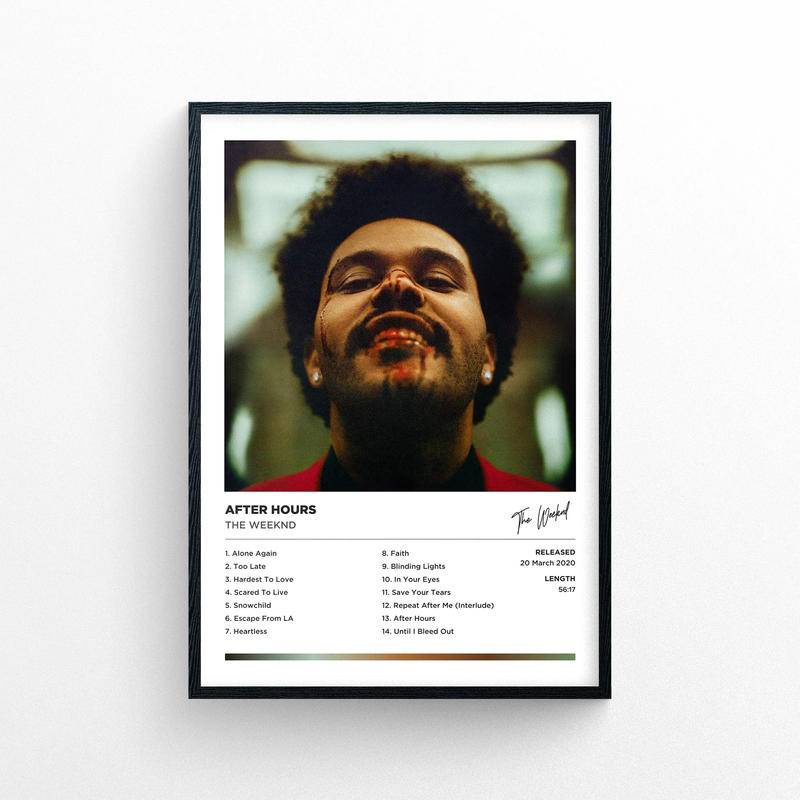 โปสเตอร์ พิมพ์ลาย The Weeknd - After Hours Unframed | สไตล์โพลารอยด์ | ปกอัลบั้ม งานศิลปะ