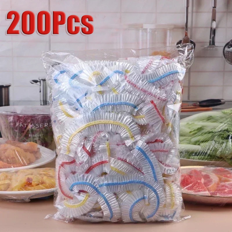 ถุงพลาสติกถนอมอาหาร แบบใช้แล้วทิ้ง หลากสี สําหรับตู้เย็น จํานวน 200 ชิ้น