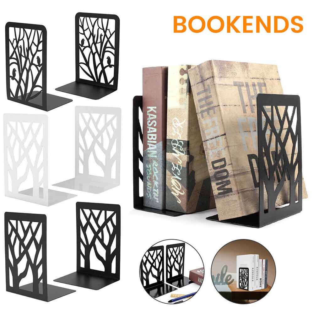 2 Pcs Set Bookend Book Stand Thickened Metal Book Holder Bookshelf Stationery