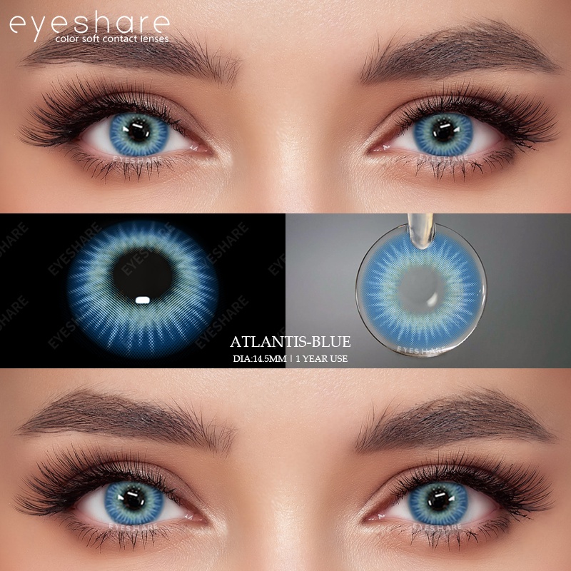 Eyeshare คอนแทคเลนส์ สีฟ้า สําหรับบิ๊กอาย เลนส์แฟชั่น เครื่องสําอาง ดวงตานุ่ม นักเรียนสวย พร้อมกล่องเลนส์ รูปแบบพิเศษ