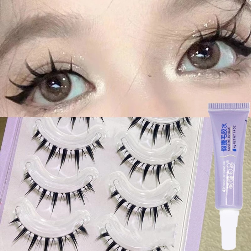 Manga Lashes 5 คู่ธรรมชาติ Lashes ขนตาปลอมกาว Little Devil Lashes อะนิเมะ Lashes Full Strip Lashes B