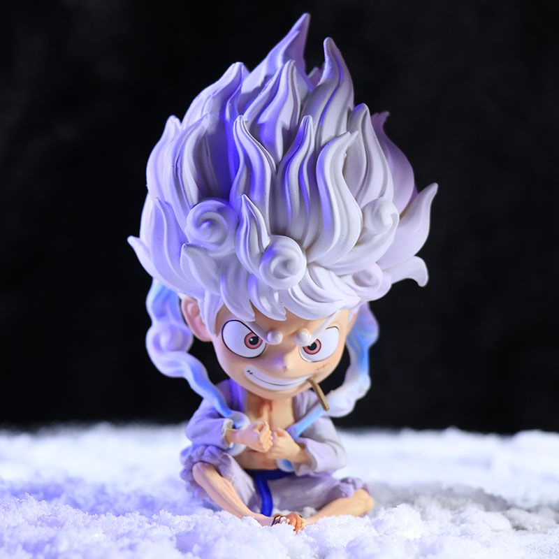 โมเดลฟิกเกอร์ One Piece Fifth Gear Sun God Form Nicar Luffy Sitting Posture q Version ของเล่นสําหรับเด็ก