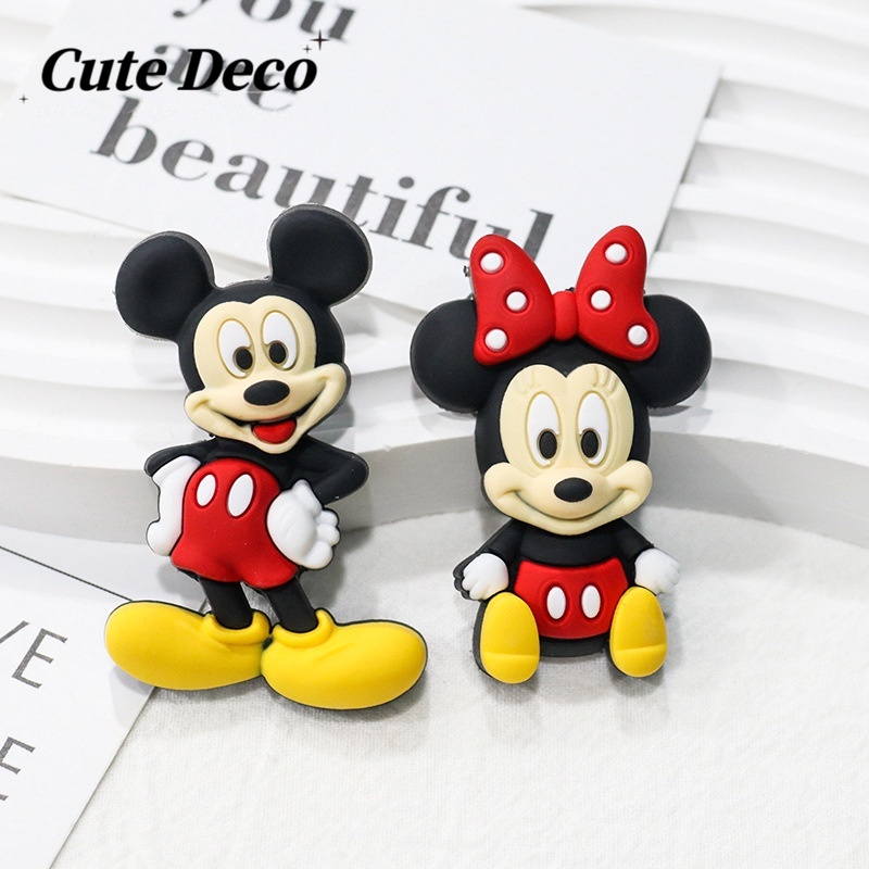 ขนาดใหญ่สามมิติมิกกี้เมาส์การ์ตูน Jibbitz Charm รองเท้าตกแต่ง PVC