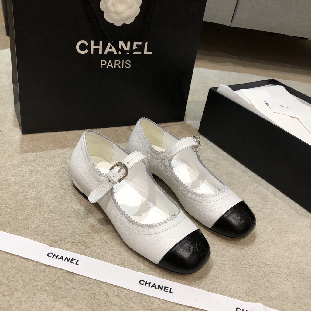 Chanel รองเท้าแมรี่เจนลําลอง ส้นเตี้ย สไตล์วินเทจ สําหรับผู้หญิง 0178