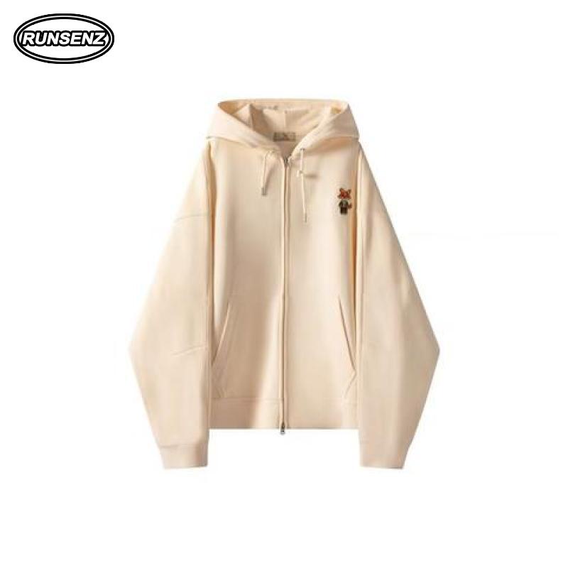 เสื้อกันหนาวแขนยาว มีฮู้ด ทรงหลวม สีแอปริคอท พลัสไซซ์ แฟชั่นสําหรับผู้ชาย ไซซ์ M - 8XL