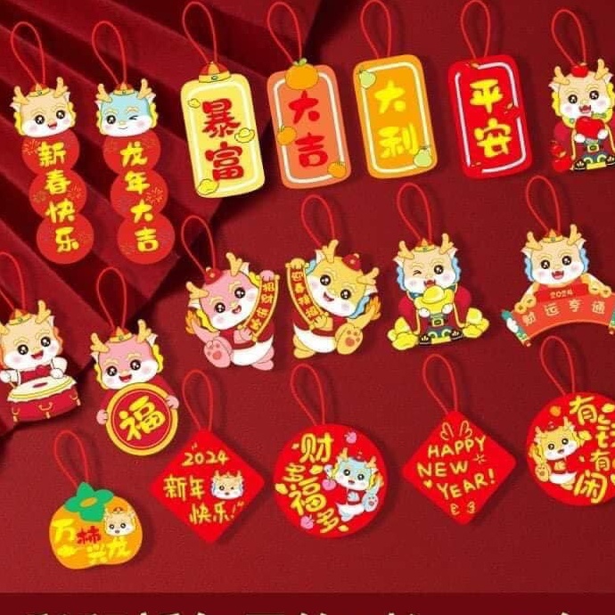 ชุด 72 ชิ้น DETAILS สําหรับ TET 2024 LUCKY RED DRAGON, TET DECORATION