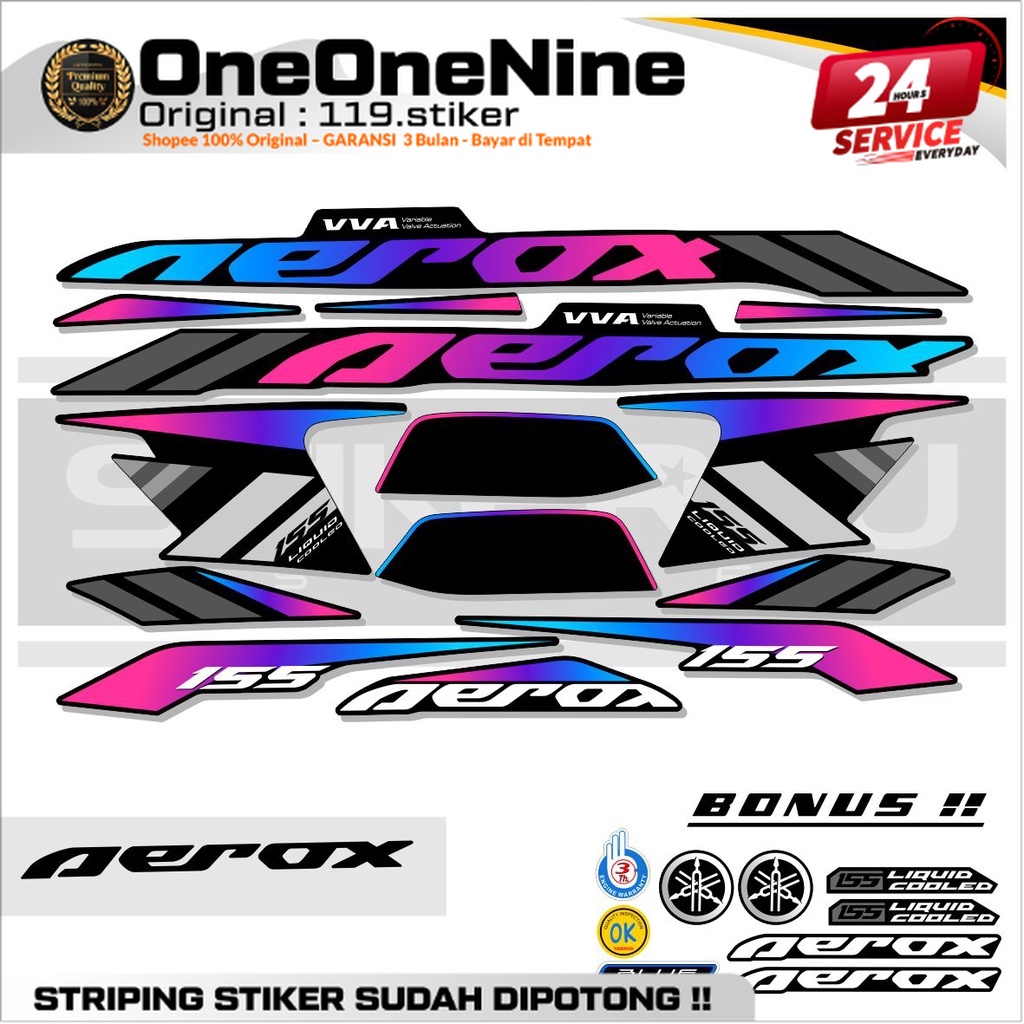 STRIPING AEROX 155 CONNETED BLACK BASE COMBO COLOR /NVX 155 สติ๊กเกอร์ / สติ๊กเกอร์ AEROX 155 CONNET