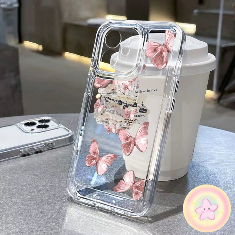 ผีเสื้อสีชมพู เคส OPPO A57 A77s A78 A79 5G A98 Reno 7 8 8Z 8T 10 Find X5 Pro realme  8 9i 10T 11 pro