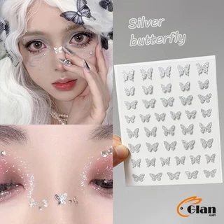 Glanxuan สติ๊กเกอร์แต่งหน้า แต่งหน้าบนเวที ผีเสื้อ, ดวงดาว, ดวงจันทร์, หัวใจ DIY Make up sticker