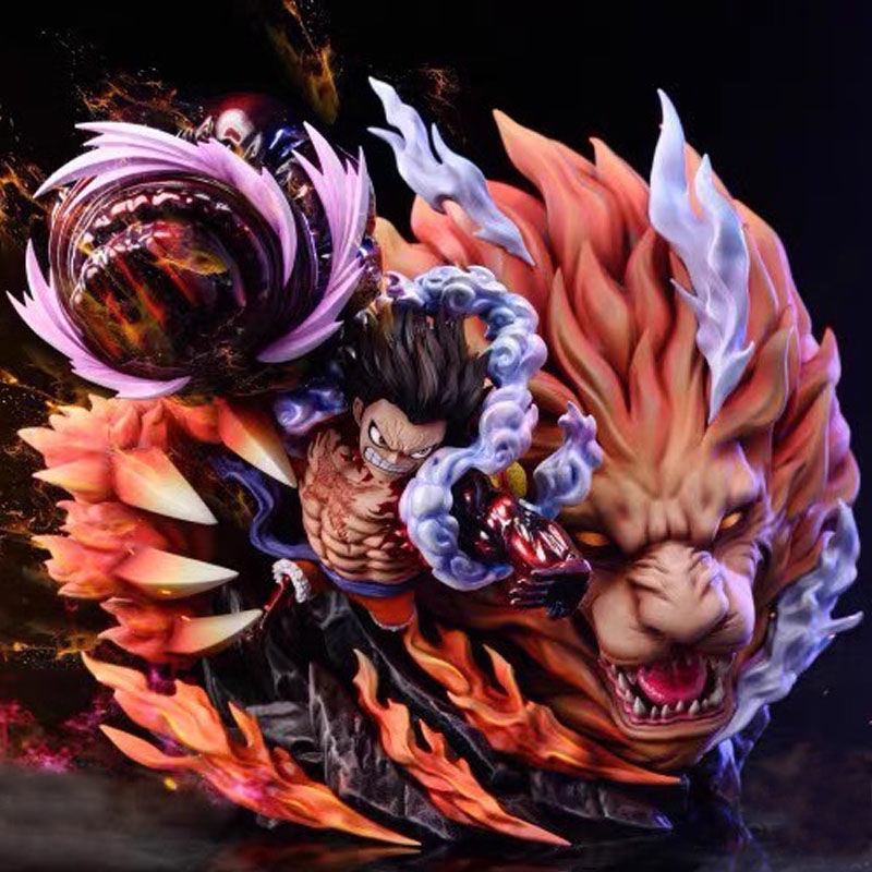 One Piece GK TH Lion Nika Luffy อุตสาหกรรม Fire Luffy Hand-Made รุ่นอะนิเมะอุปกรณ์ต่อพ่วงตา Non-Luminous เครื่องประดับรูปปั้น
