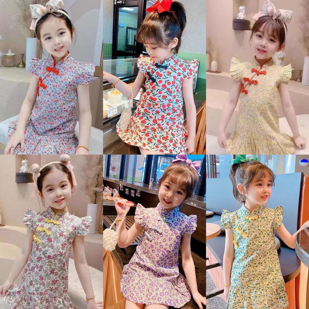 PRETTY BABY พร้อมส่ง ชุดกี่เพ้า ชุดเดรสสำหรับเด็กผู้หญิง ชุดตรุษจีน(192)