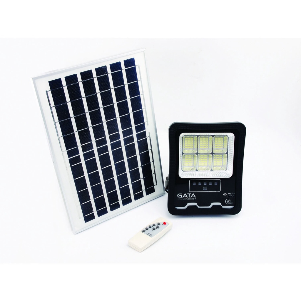 GlobalHouse GATA โคมไฟฟลัดไลท์โซล่าเซลล์ LED 60W แสงเดย์ไลท์ สินค้าของแท้คุณภาพดี