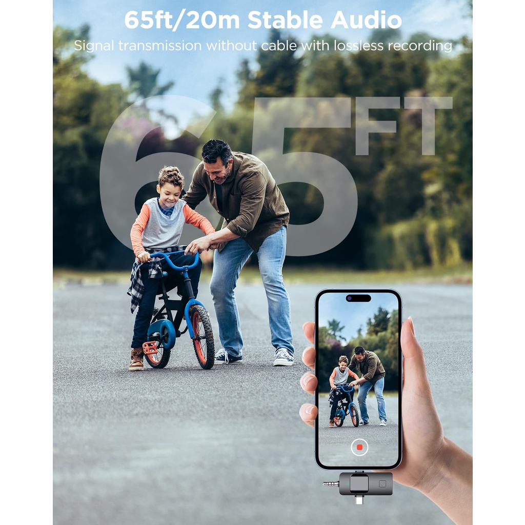 3 in 1 Wireless Microphone for Ios, Camera, Android, iPad, Mini Microphone
