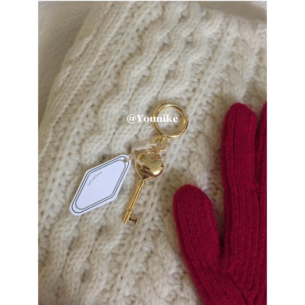 จี้พวงกุญแจทองเหลือง 18K รูปหัวใจ สไตล์เกาหลีเรโทร สําหรับ AirPods