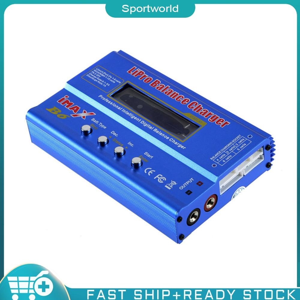 ❀Sportworld【พร้อมส่ง】ที่ชาร์จแบตเตอรี่ดิจิทัล HTRC IMAX B6 80W Lipo NiMh Li-ion Ni-Cd RC IMAX B6 Lip