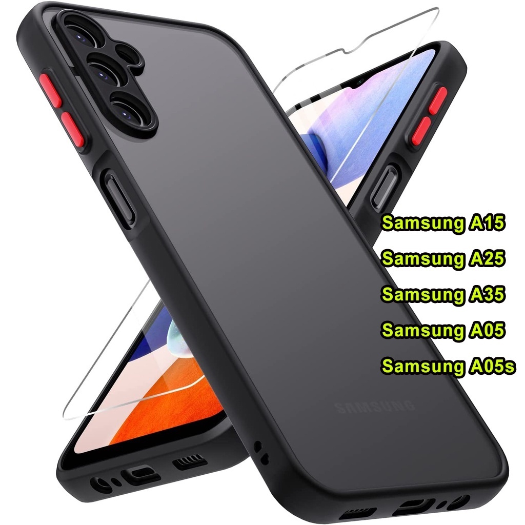 ราคาถุก For Samsung Galaxy A15 / A25 / A35 A55 5G เคส กันกระแทก ซัมซุง เอ25 5จี ขอบสีหลังด้าน ผิวด้าน พร้อมส่ง 025