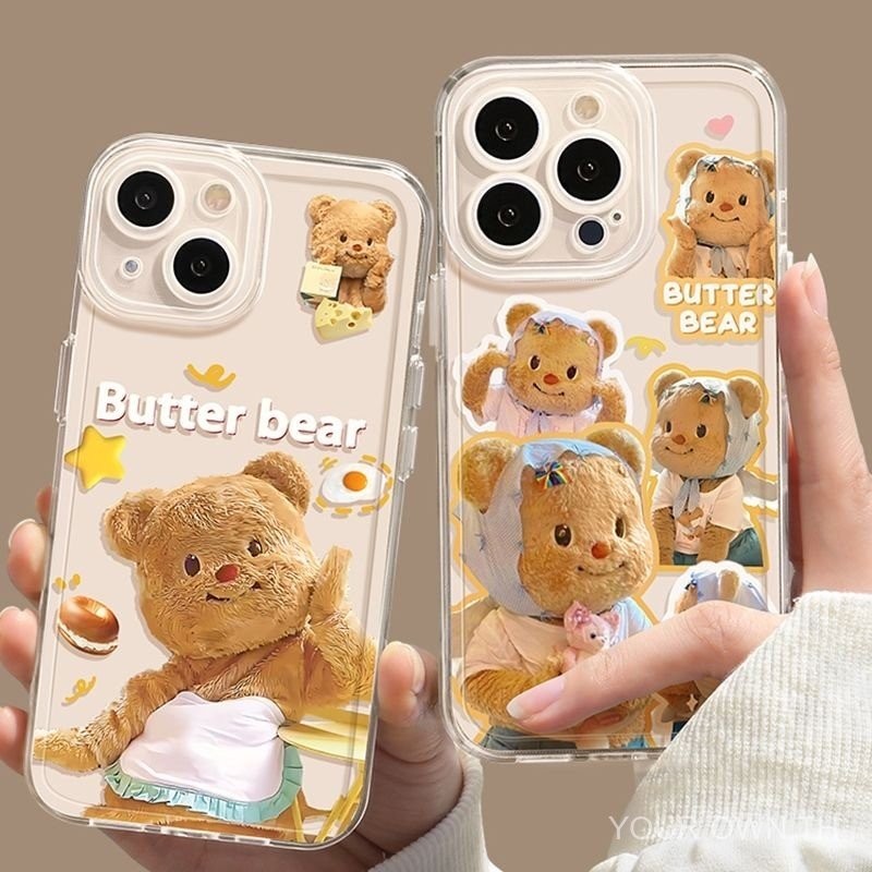 [3815 รายการโปรด] เคสหมีเนยน่ารัก สำหรับ iPhone 16 iPhone 15 Pro Max ครอบคลุมเต็มรูปแบบ 14 Pro นุ่ม 13 กันกระแทก X XR/XS 7 Plus 8P เคสป้องกันกรอบ iPhone แบบปรับแต่งได้ XIW1