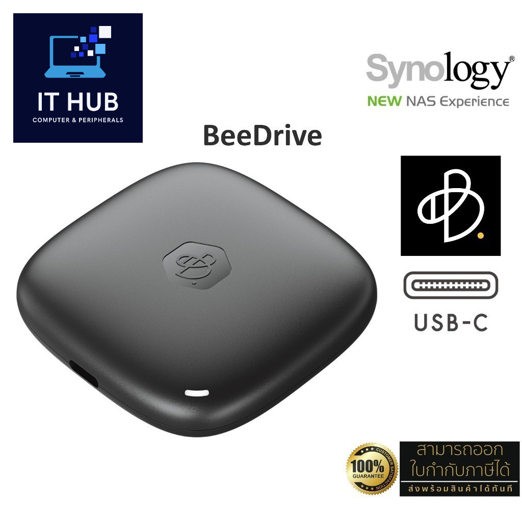 Synology BeeDrive 1TB - 2TB Personal backup hub, Built-in SSD and USB 3.2 Gen 2 (10Gbps) Type-C ประก