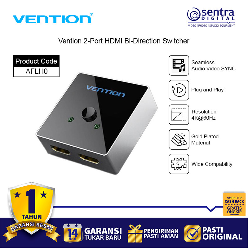 Vention 2 พอร์ต HDMI Switcher Bi-Direction 2in1 Backward Support AFLH0