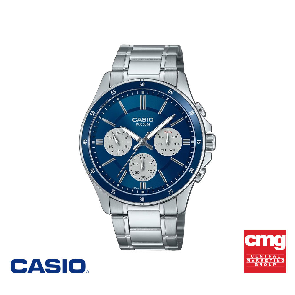 CASIO นาฬิกาข้อมือ CASIO รุ่น MTP-1374D-2A3VDF สายสเตนเลส สีน้ำเงิน