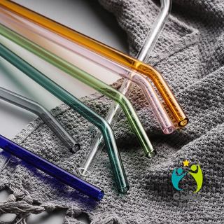 Comfy หลอดแก้วสไตล์เกาหลี 20cm โปร่งใส ทนความร้อนสูง เลือกได้ทั้งแบบตรง/โค้ง ปลอดสาร Glass Straw