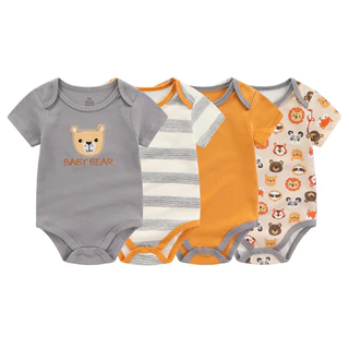 คิดดี้ซูม unisex 4ชิ้นแฟชั่นแขนสั้นการ์ตูนเด็กทารกชุดบอดี้สูทผ้าฝ้าย100% ทารกแรกเกิดเสื้อผ้าเด็กผู้หญิง