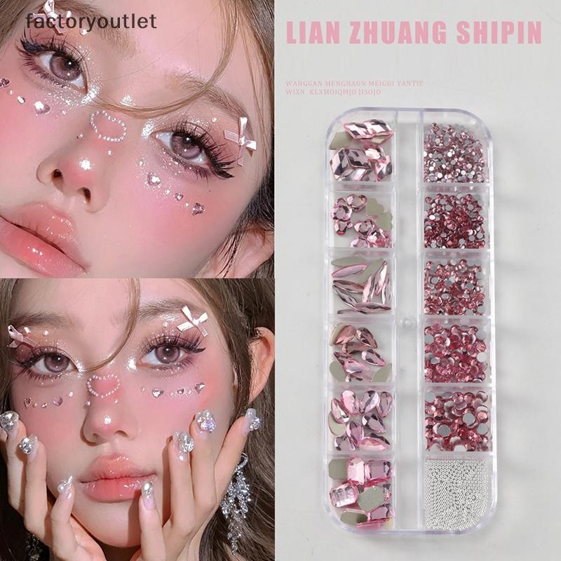 FLTH คริสตัล Facial Tattoo เทศกาลอัญมณี Self-กาว Body Gems สติกเกอร์ Rhinestones แต่งหน้า Face Eye สติกเกอร์สําหรับ Party Vary