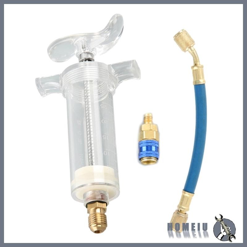 Homeiu เครื่องปรับอากาศรถน้ํามันฉีดเครื่องมือ R134A 30ML 1Oz Liquid Oil Coolant Filler Tube Dye หัวฉีดรถ Accesso