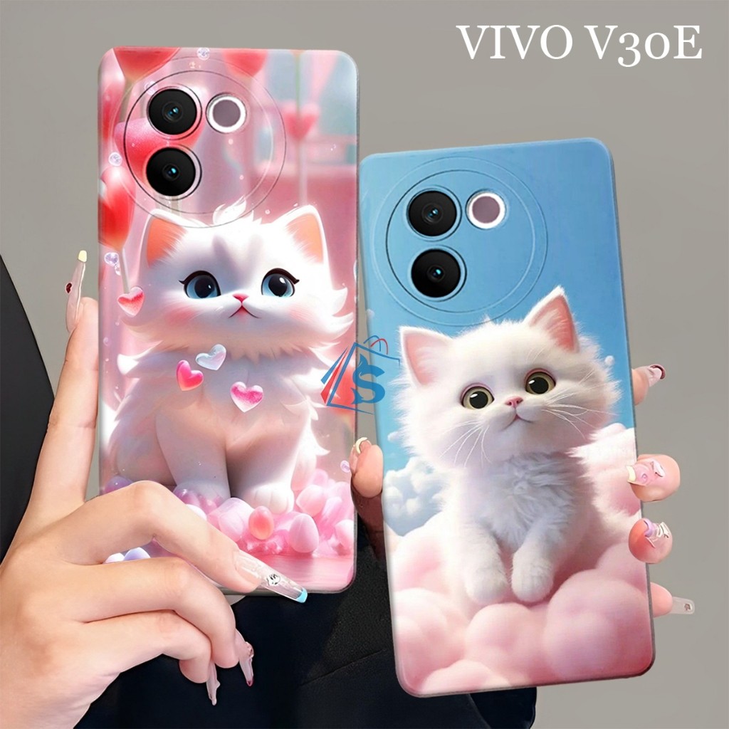 HP [SHARK CASE] Softcase VIVO V30E 5G 2024 NEWEST Cute Colourful Cat Motif - เคส Vivo V30E - เคส Viv