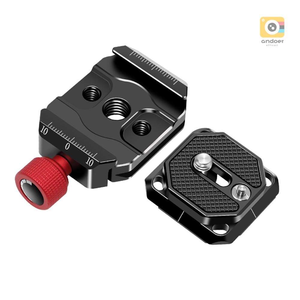 ชุดอะแดปเตอร์แคลมป์แบบปลดเร็วพร้อมแผ่นปลดเร็ว Arca Swiss พร้อม 1/4 และ 3/8 นิ้วรูสกรูอลูมิเนียมสําหรับขาตั้งกล้อง Monopod Ballhead