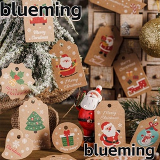 Blueming2 ป้ายแท็กกระดาษคราฟท์ ลายต้นคริสต์มาส ซานตาคลอส สโนว์แมน สุขสันต์วันคริสต์มาส 50 ชิ้น