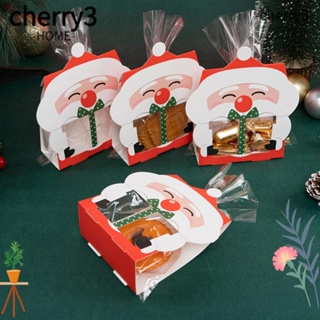 Cherry3 กล่องกระดาษใส่คุกกี้ ช็อคโกแลต ลูกอม ลายซานตาคลอส 8 16 ชิ้น