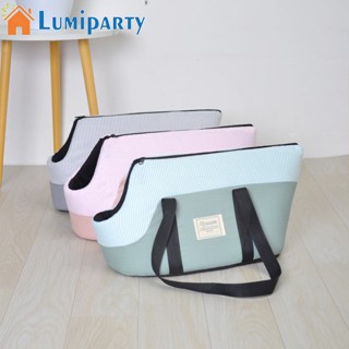 Lumiparty กระเป๋าสะพายไหล่ กึ่งปิด แบบพกพา ระบายอากาศ ล้างทําความสะอาดได้ ลายทาง สําหรับใส่สัตว์เลี้ยง เดินทางกลางแจ้ง