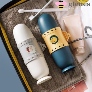 Glenes กล่องเก็บแปรงสีฟัน พลาสติก สีชมพู เขียว ฟ้า ขาว เรียบง่าย แบบพกพา สําหรับเดินทาง