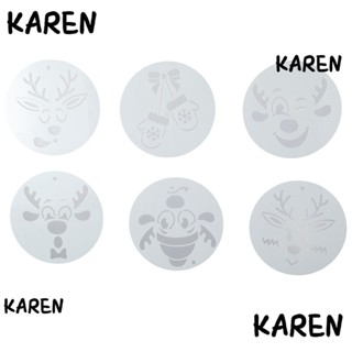 Karen แผ่นแม่แบบฉลุลายคริสต์มาส รูปสโนว์แมน กวางโปร่งแสง สีขาว 4 นิ้ว สําหรับตกแต่งบ้าน 25 ชิ้น