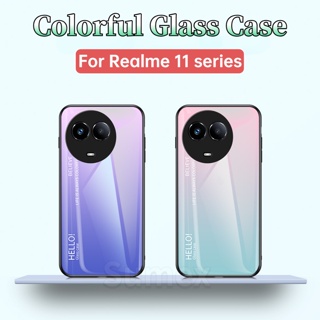 เคสโทรศัพท์มือถือกระจกนิรภัย แบบแข็ง กันกระแทก หลากสี สําหรับ Realme 11 Pro + Plus 11Pro 5G Realme11 Real Me Realmi 11 NFC 4G