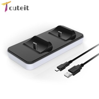 Tcuteit แท่นชาร์จ USB C คู่ สําหรับ DualSense Controller Charger พร้อมสายเคเบิล USB