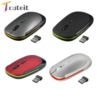 Tcuteit เมาส์ไร้สาย 2.4 GHz 3 เกียร์ 1600 DPI หรี่แสงได้