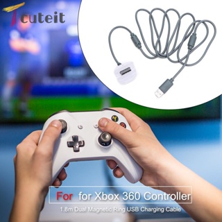 Tcuteit สายชาร์จ USB แบบแหวนแม่เหล็กคู่ 1.8 ม. สําหรับ Xbox 360